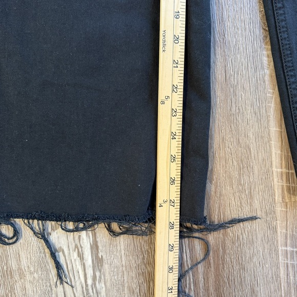 Zara The Marine Straight Jeans Womens 0 Black High Rise Wide Leg Raw Hem Denim - Picture 8 of 8